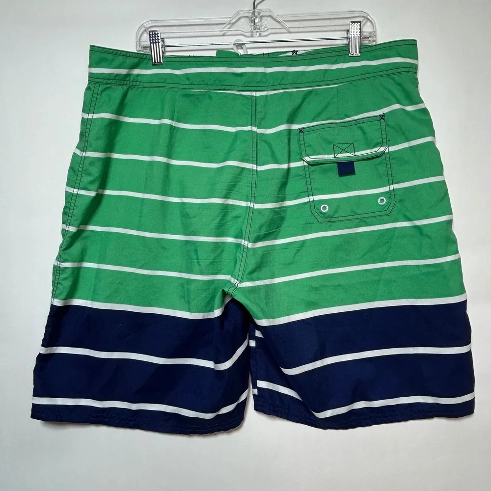 Vineyard Vines‎ Board Shorts Mens 38 Green Navy Striped Swim Trunks Preppy Beach